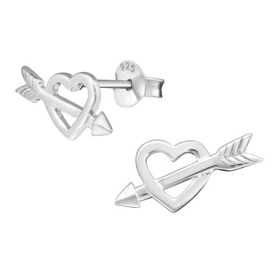 Silver Heart Ear Studs