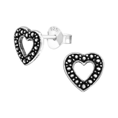 Heart Sterling Silver Ear Studs