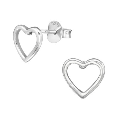 Silver Heart Ear Studs