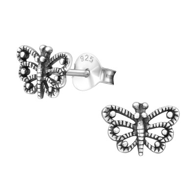 Silver Butterfly Ear Studs