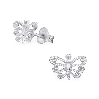 Silver Butterfly Ear Studs