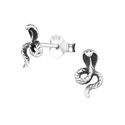 Silver Cobra Ear Studs