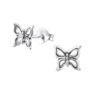 Silver Butterfly Ear Studs