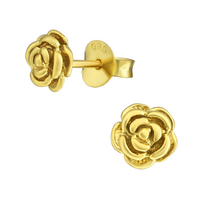 Silver Rose Ear Studs