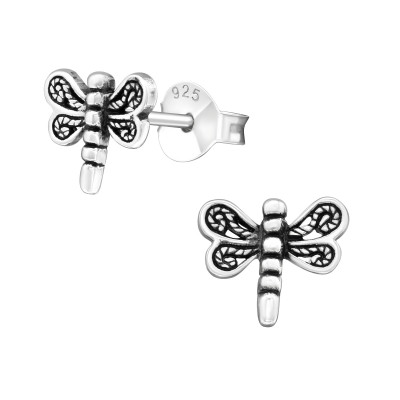 Silver Dragonfly Ear Studs