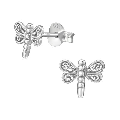 Silver Dragonfly Ear Studs