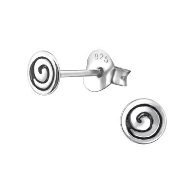 Silver Spiral Ear Studs