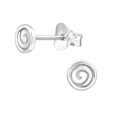 Silver Spiral Ear Studs