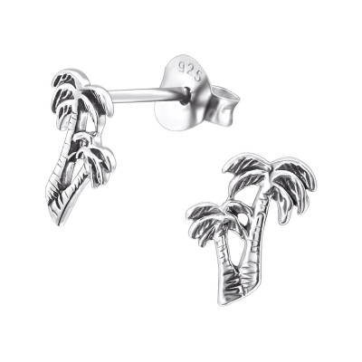 Silver Coconut Tree Ear Studs