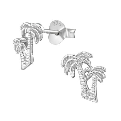 Silver Coconut Tree Ear Studs