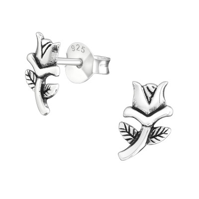 Silver Flower Ear Studs