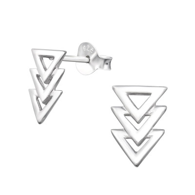 Silver Triangle Ear Studs