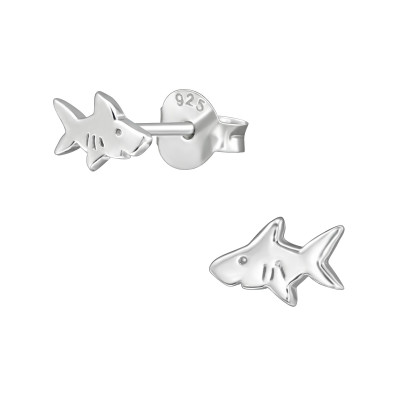 Shark Sterling Silver Ear Studs