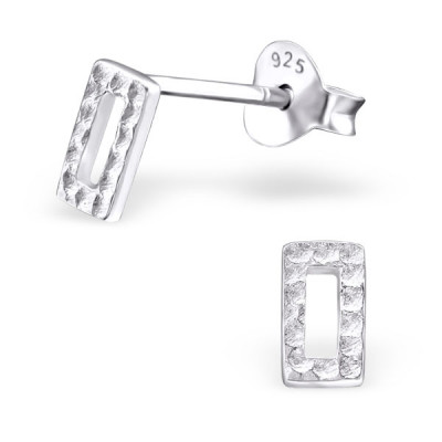 Rectangle Sterling Silver Ear Studs