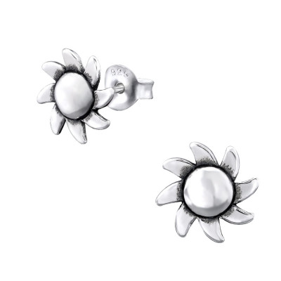 Silver Sun Ear Studs