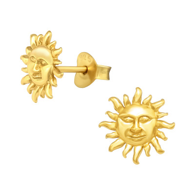 Silver Sun Ear Studs