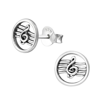 Silver Clef Ear Studs