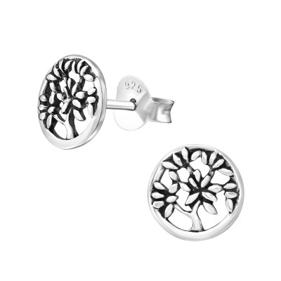 Silver Tree Of Life Ear Studs