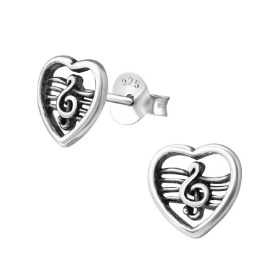 Silver Clef Ear Studs