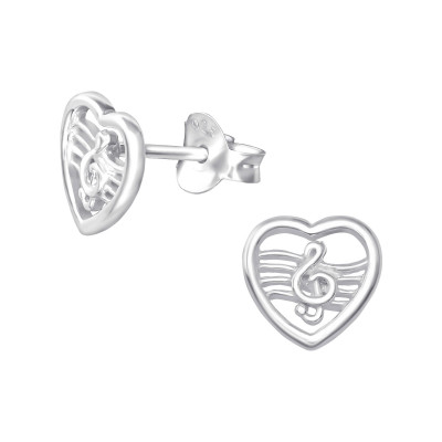 Silver Music Lover Ear Studs