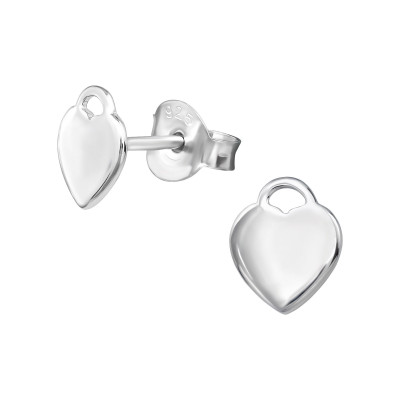 Silver Heart Ear Studs