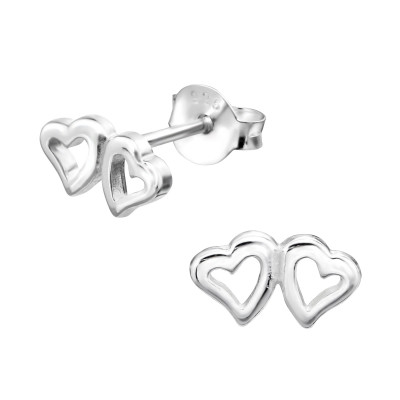 Silver Hearts Ear Studs