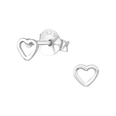 Silver Heart Ear Studs