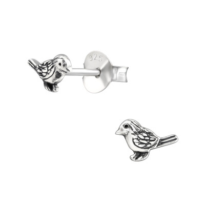 Silver Bird Ear Studs