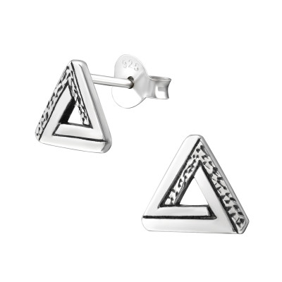 Silver Triangle Ear Studs