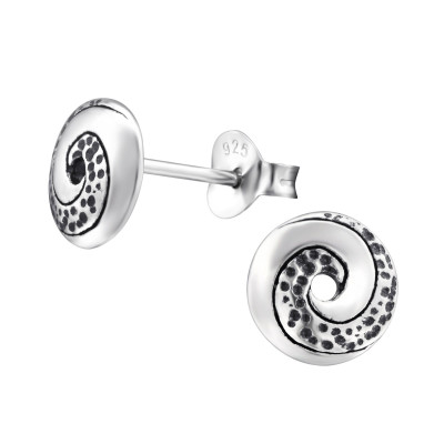 Silver Spiral Ear Studs