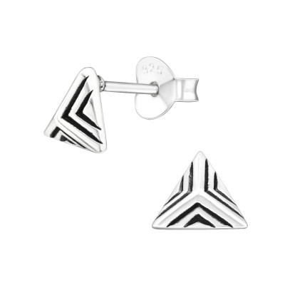 Silver Triangle Ear Studs