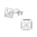 Silver Square Ear Studs