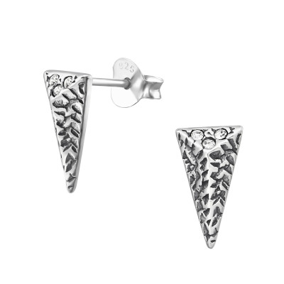 Silver Triangle Ear Studs