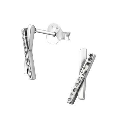 Silver Cross Ear Studs