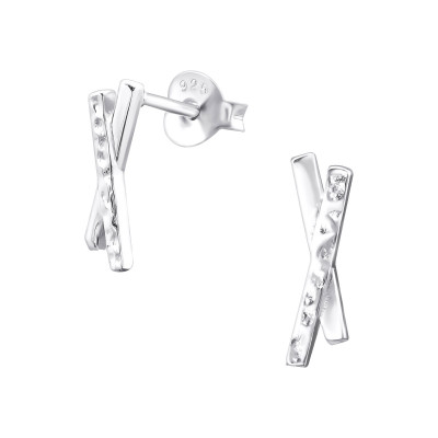 Silver Cross Ear Studs