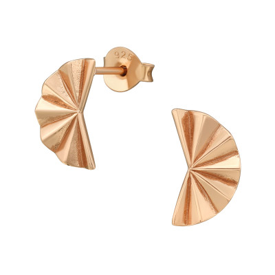 Silver Folding Fan Ear Studs