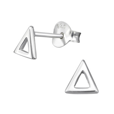 Silver Triangle Ear Studs