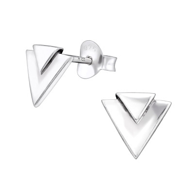 Silver Triangle Ear Studs