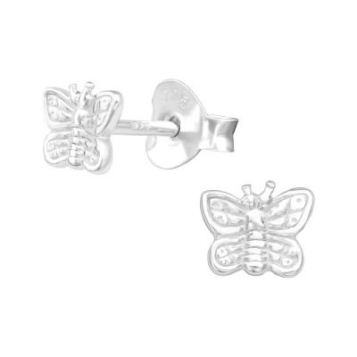 Silver Butterfly Ear Studs