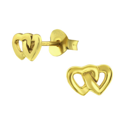 Double Heart Sterling Silver Ear Studs