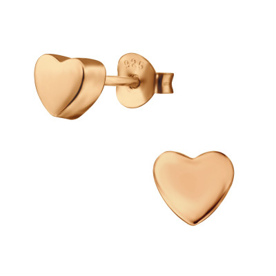 Silver 3D Heart Ear Studs