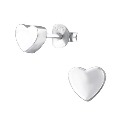 Silver 3D Heart Ear Studs 