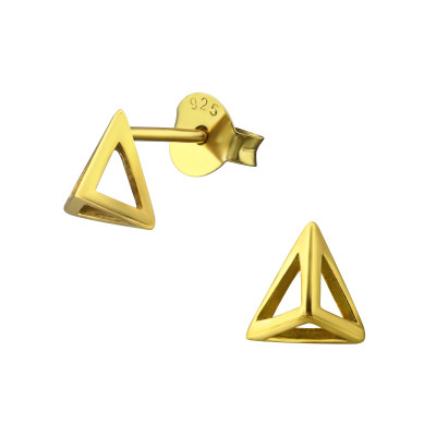 Silver Pyramid Ear Studs