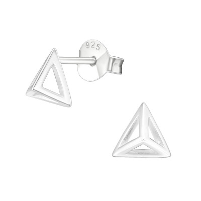 Silver Pyramid Ear Studs