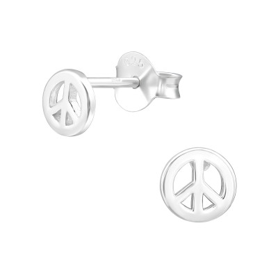 Silver Peace Ear Studs