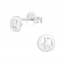 Silver Peace Ear Studs