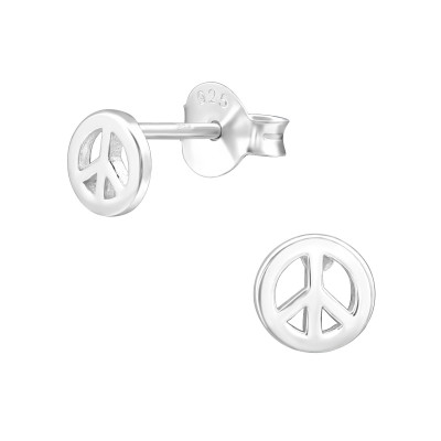 Silver Peace Ear Studs