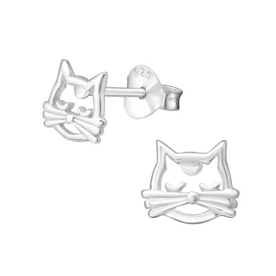 Silver Cat Ear Studs