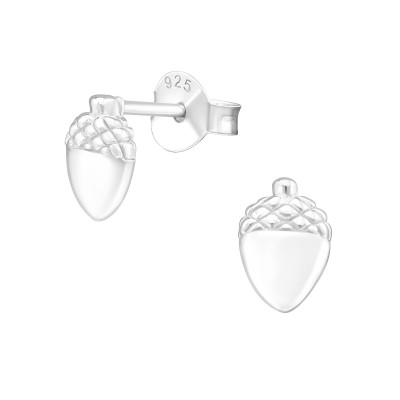 Silver Acorn Ear Studs