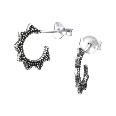 Silver Bali Half Hoop Ear Studs